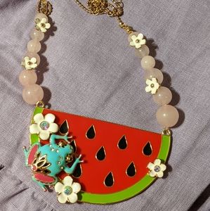 Irregular Choice Frog Watermelon Statement Necklace